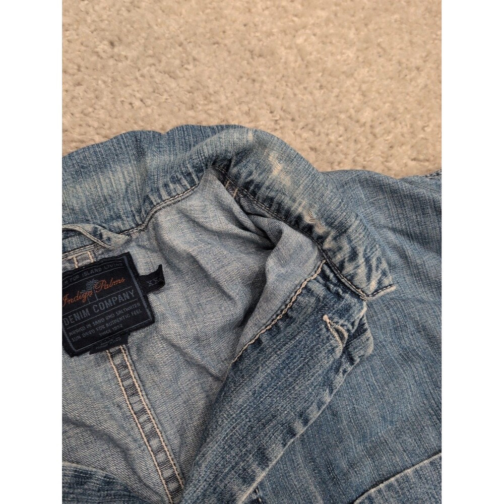 Tommy Bahama Indigo Palms Denim Chore Button Up Shacket/Jacket Distressed XXL - Picture 4 of 12